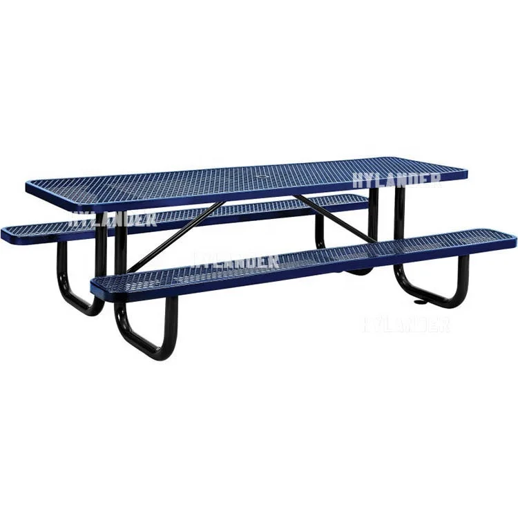 Picnic table garden perforated metal steel outdoor table and chair set