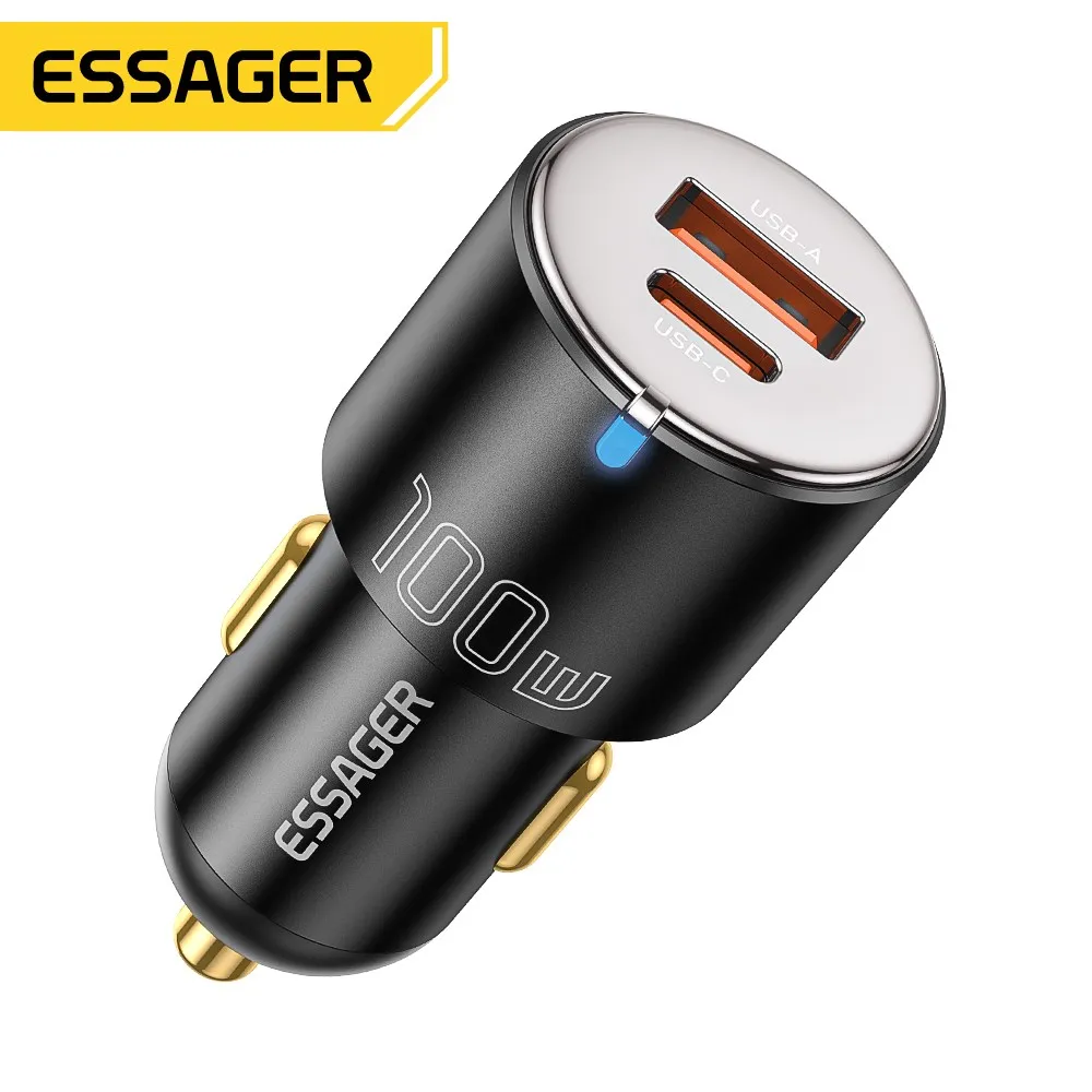 Essager 2022 Optimus Prime Car Charger A+C Black PD65W Type-C and 35W USB-A Dual Port 100W Car Charger