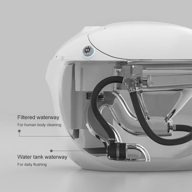 Egg Shape Floor Mounted Sanitary Ware Intelligent Toilet Bowl Ceramic Automatic Water Closet One Piece Smart Toilet For Bathroom