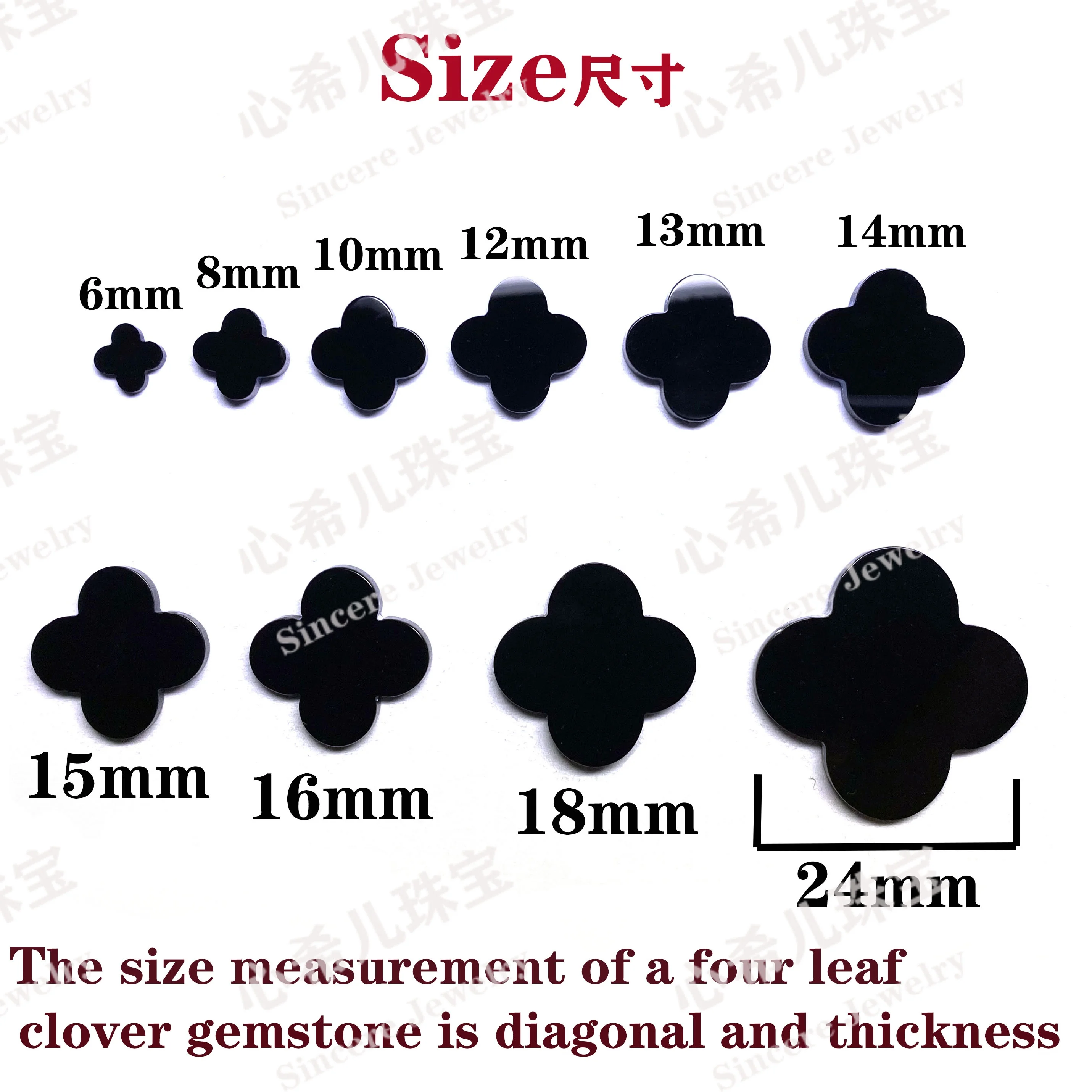 Loose Natural Gemstone black onyx Mother of Pearl Shell four leaf clover style loose gemstones