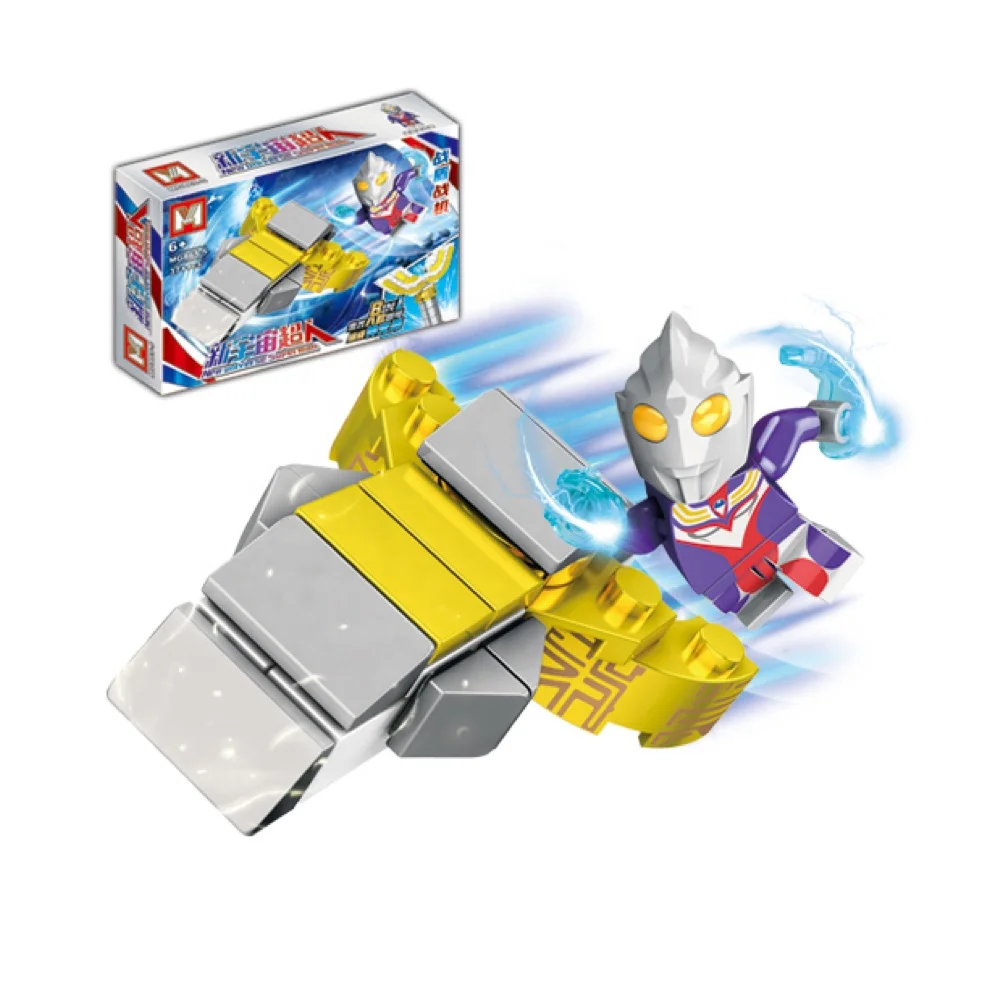 New Arrivals Ultra Man Building Block Figure Animated Fighter Planes  8-IN-1 Assembled Mini Figure Blocks Toys Gift Box For Kids