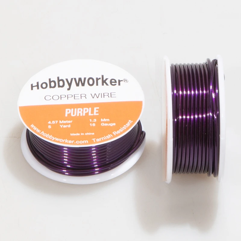 Hobbyworeker High Quality Colorful 16 Gauge  1.3 mm Non-fading Flexible Copper Wire for DIY Earrings HeadwearJewelry Making