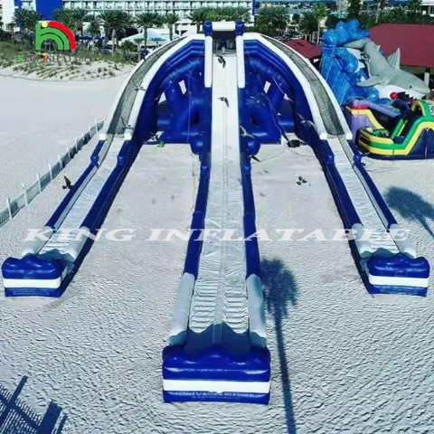 Commercial Large Triple Inflatable Water Slide 3 Lane High Tide Inflatable Water Slide