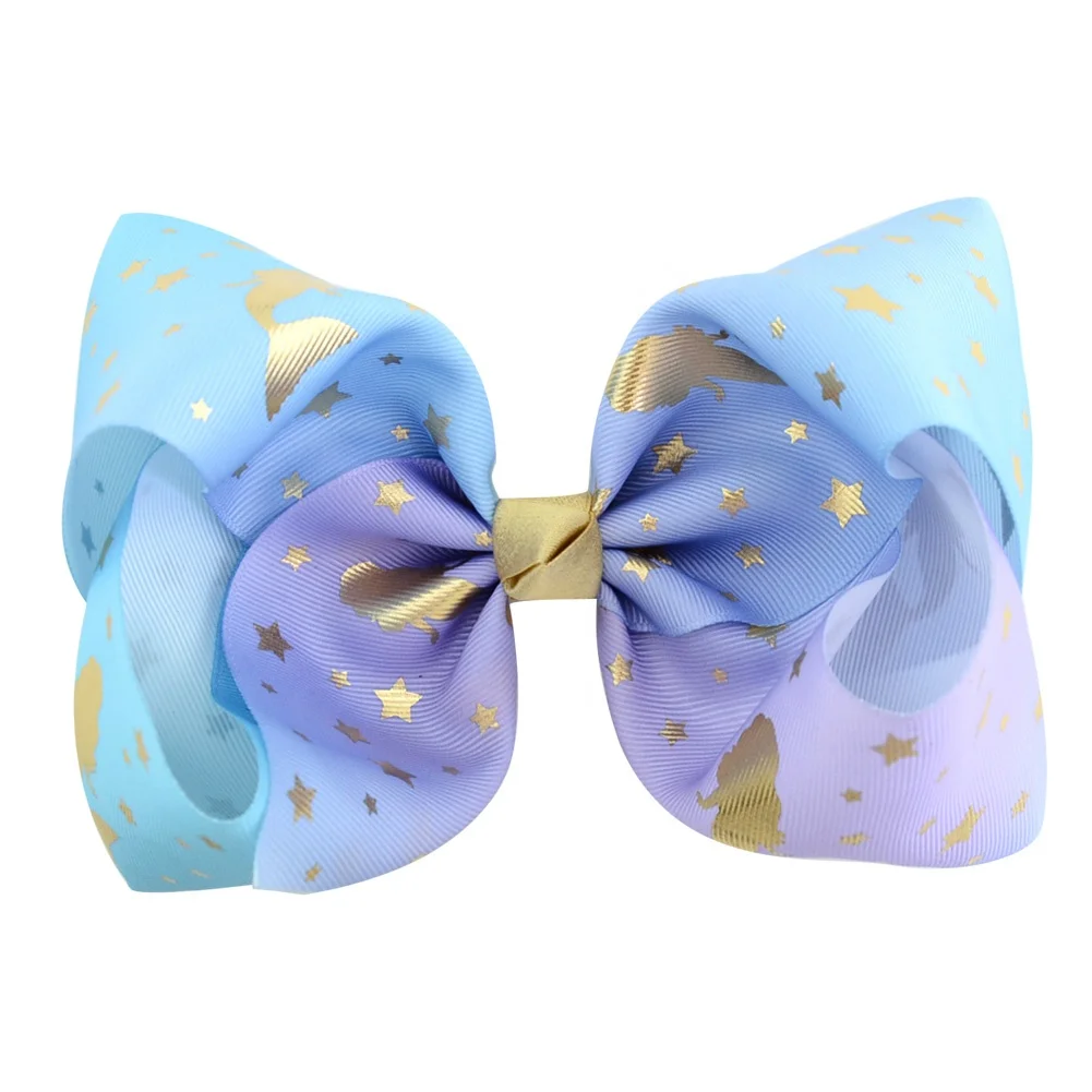 E-Magic Wholesale girls jojo hair bow custom hairstyle hair bow with metal clip rainbow fancy jojo hair bow for teenager girl