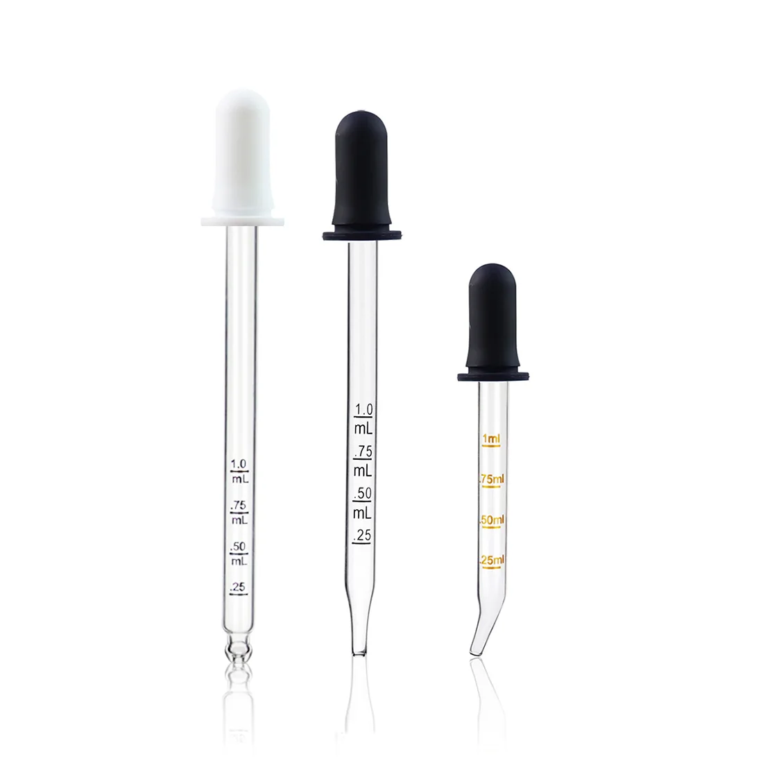 Droppers Clear Liquid Medicine Eye Dropper with Bulb Tip Silicone and glass Pipettes