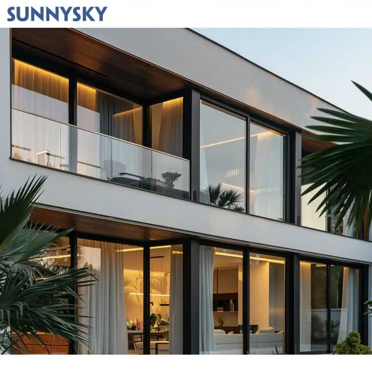 Sunnysky Aluminum Arched Fixed Window Customization Design Double Glazed Window with Glass Casement Aluminum Europe Style Window