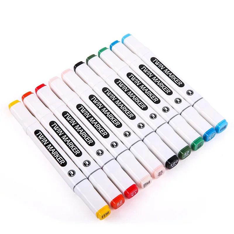 24colors double headed marker colorful drawing non toxic alcohol art supplies dual tip twin marker set