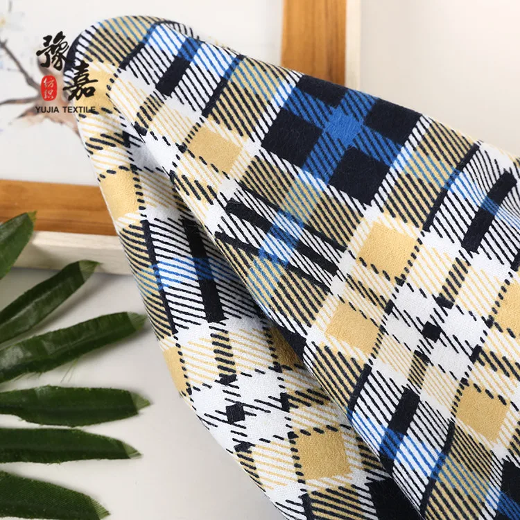 High quality custom 100% cotton yarn dyed melange cotton printed stripe plaid flannel fabric for men shirts