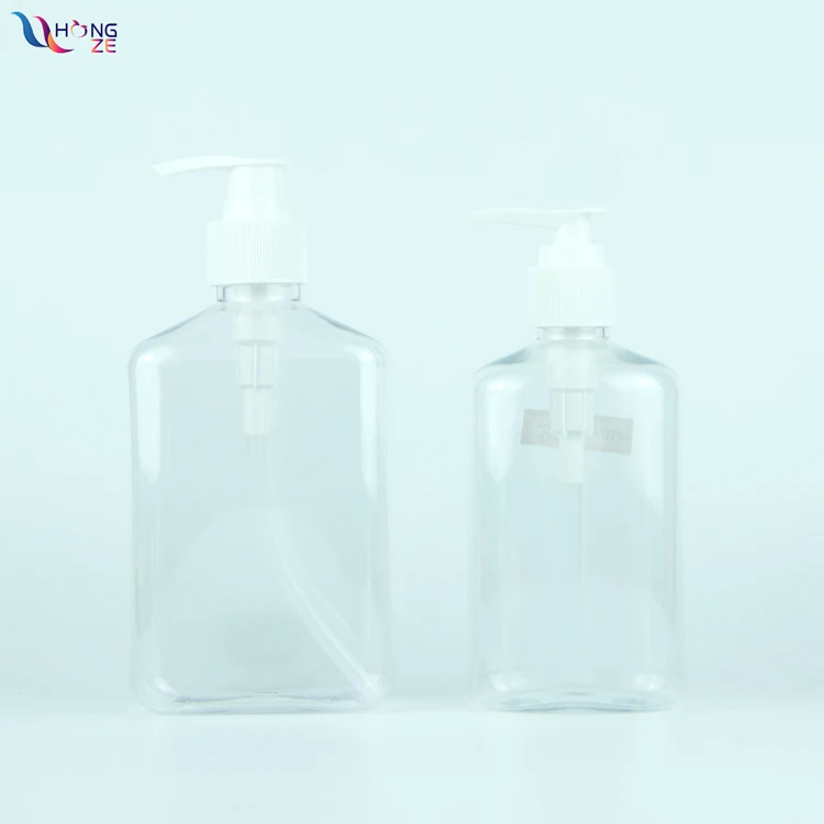 
High Quality 250ml 500ml PET empty square plastic shampoo lotion bottle 16 oz hand sanitizer detergent bottle with pump 