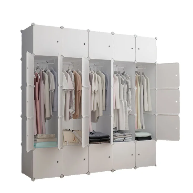Extra Sturdy Combination Armoire Space Saving Modular Storage Cabinet Clothes Cabinet For Hanging Clothes