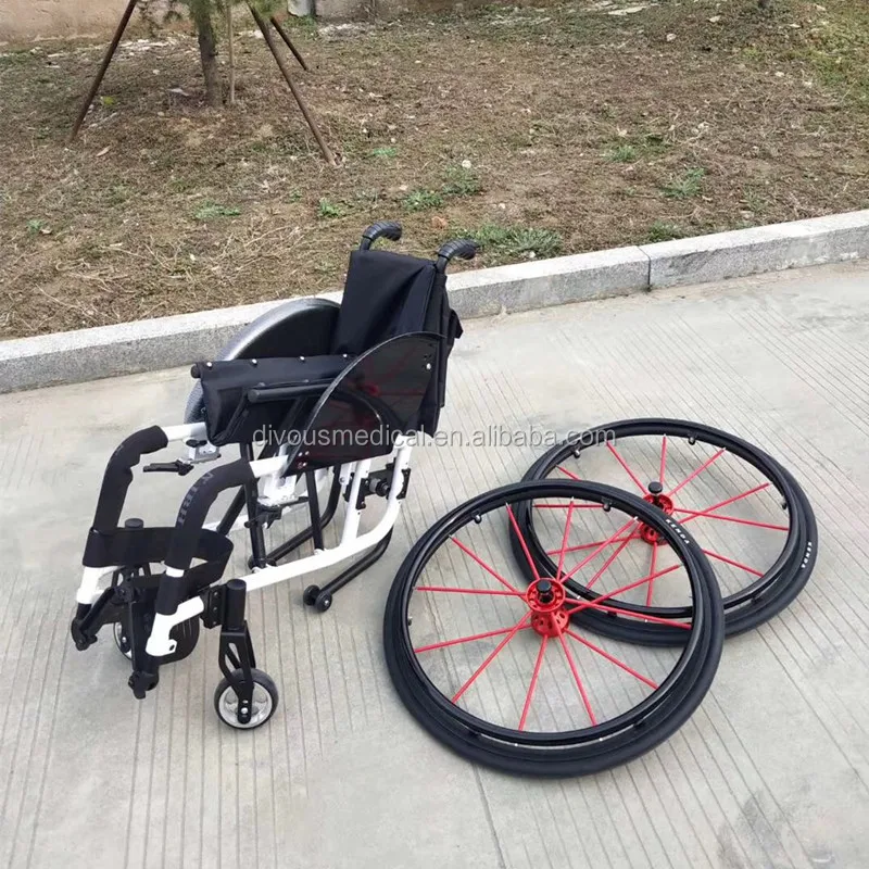 Aluminum Alloy Disabled Lightweight Folding Manual Sports Active  Wheelchair Sports Wheelchair 24 Inch Rear Wheel Tire