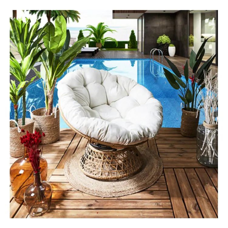 China outdoor rock customized chair on sale rattan OEM leisure garden wicker swivel chair