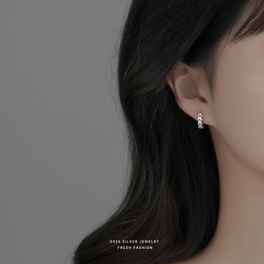 Glamour jewelry 925 silver earrings jewelry 18K gold plated CZ zircon heart hoop earrings for women