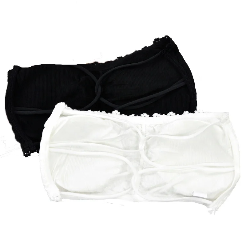 Girls Fashion Bras Lady Sexy Floral Lace Tube Top Bandeau Bra Removable Cup Seamless Strapless Bra