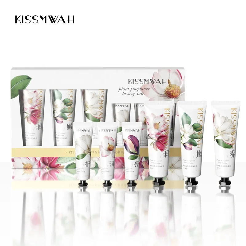 KISSMWAH OEM & ODM private label moisturizer whitening Perfumed hand cream nourishing body lotion set