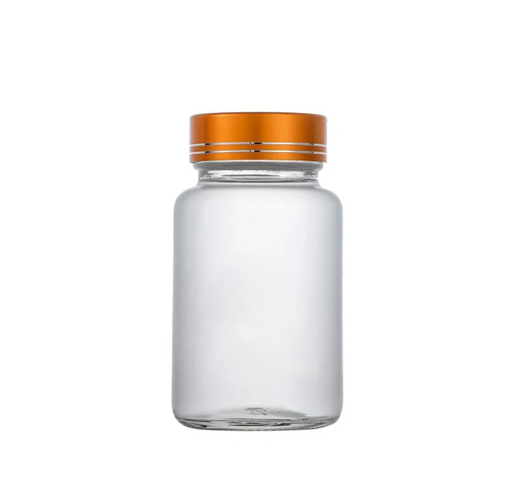 100ml 150ml Glass Clear Frosted Child Resistant Jar For Gummy Candy Vitamin Supplement Capsule Pills Bottle