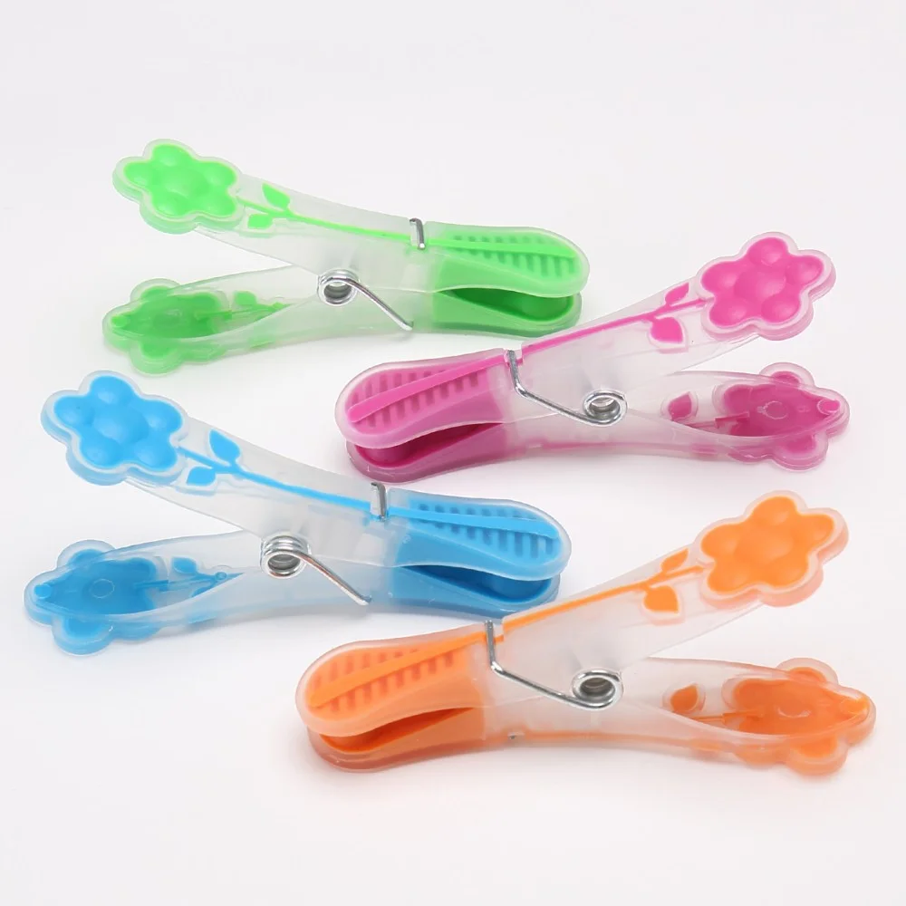 Clothing Pin Set Laundry Clothes Pins Flower Ship Clips with Springs Hanging Pegs Clips Colorful Plastic Soft Grip Clothespins