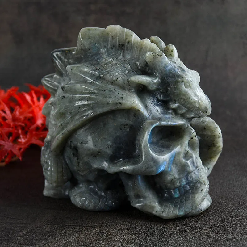 High Quality Crystal Obsidian Skulls Hand Carved Skulls With Snake Carved