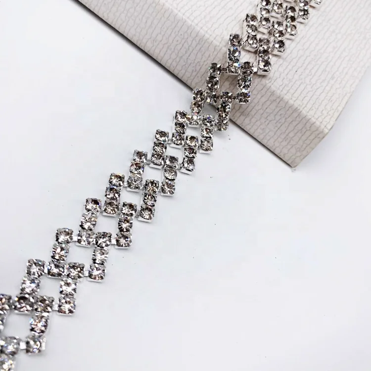 OEKO-TEX BSCI factory China wholesales garment accessories crystal chain rhinestones trim rhinestone chain diamond chain