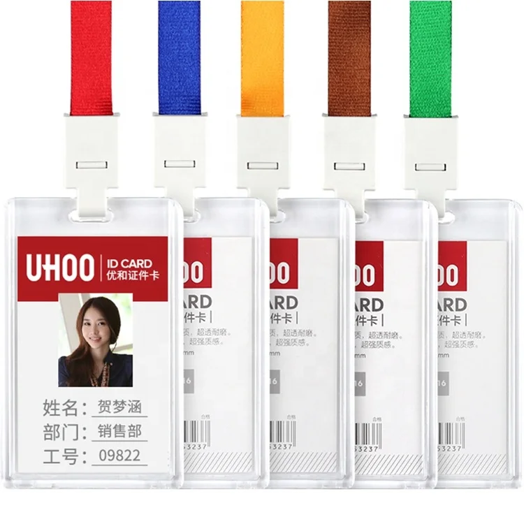 Factory Wholesale Price Work Card Acrylic Transparent Card Holder Sleeve Lanyard