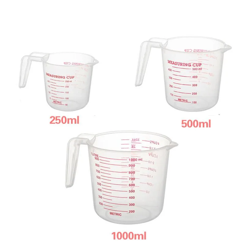 Wholesales Household Food Grade Baking Tool Standard 500ml 1000ml Plastic Liquid Measuring Cup