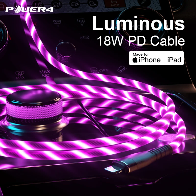 
Cable iphones original charging cable for lightning usb con led light pd dual port usb-c power travel car adapter fast charger 