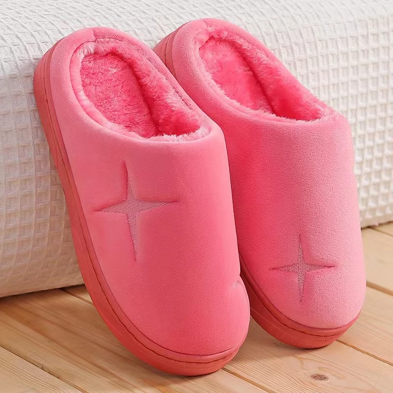 Hot Sale Winter Footwear Flat New Women Thick Indoor Home Non Slip Versatile House Shoes Warm Plush Cotton Slippers for Men