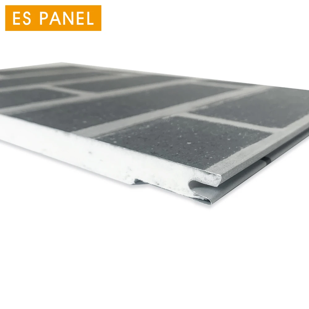 Панель ES, кирпичная внешняя стеновая панель, Полиуретановая пенопластовая Изолированная декоративная металлическая облицовочная декоративная металлическая облицовка, сборный дом