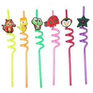 Красочные кудрявые Симпатичные соломинки для детского дня рождения многоразовые пластиковые питья