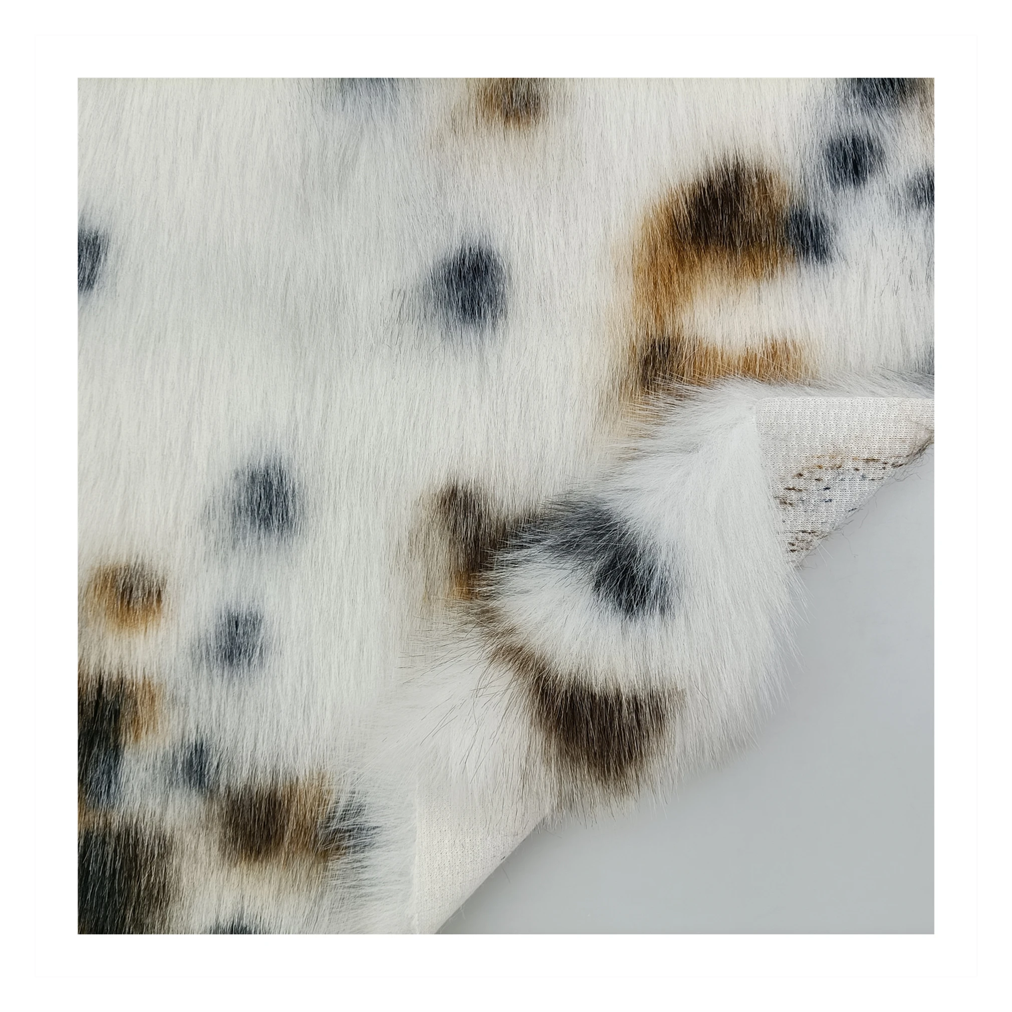 Printed Long Plush 100% Polyester Rabbit Mink Faux Fur Fabric Luxurious for Garment/Hometextile/Toys