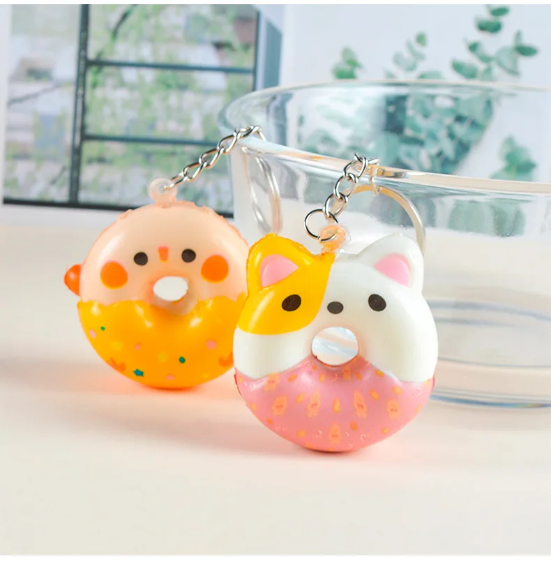 Kids Educational Custom Cute Animal Doughnut Shape Toys Anti Stress Pu Foam Reliever Squeeze Soft Slow Rising