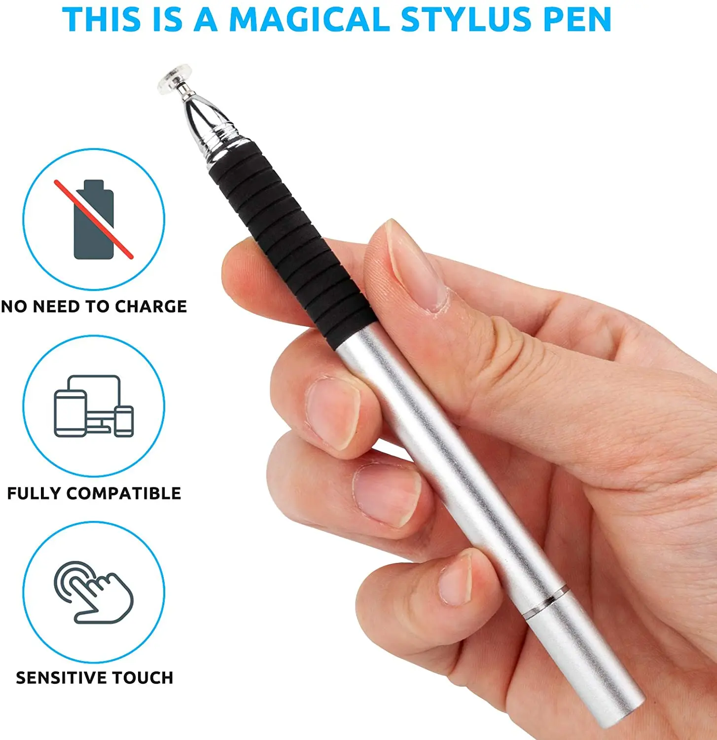 
Universal Anti-fingerprints Soft Nib Capacitive Touch Screen Stylus Pen Compatible for All Touch Screen Smartphones and Tablets 