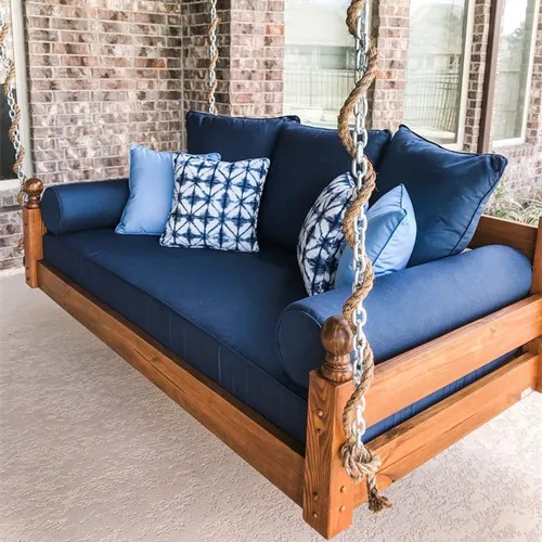 Patio seat Outdoor Factory Wood Furniture Bed love Daybed Garden Hanging Swing luxury Rattan lazy Sofa