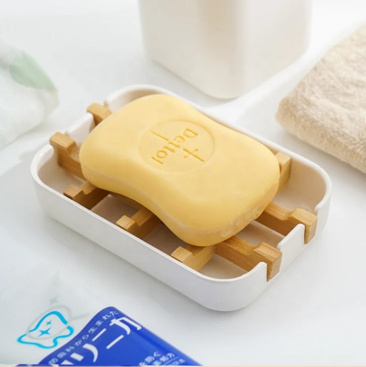 No plastic 100% compostable bamboo fiber soap dishes soap tray bamboo bath ware with retail package