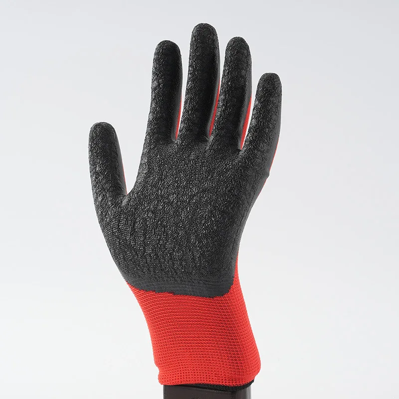 Wholesale latex Red padded foam breathable construction gloves Work safety gloves Nylon gloves