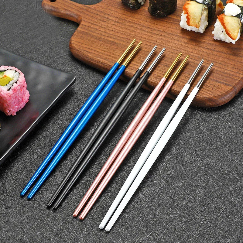  High Quality Japanese Pointed sushi Chopstick Stainless Steel 304 Custom Logo Korean Chopsticks With