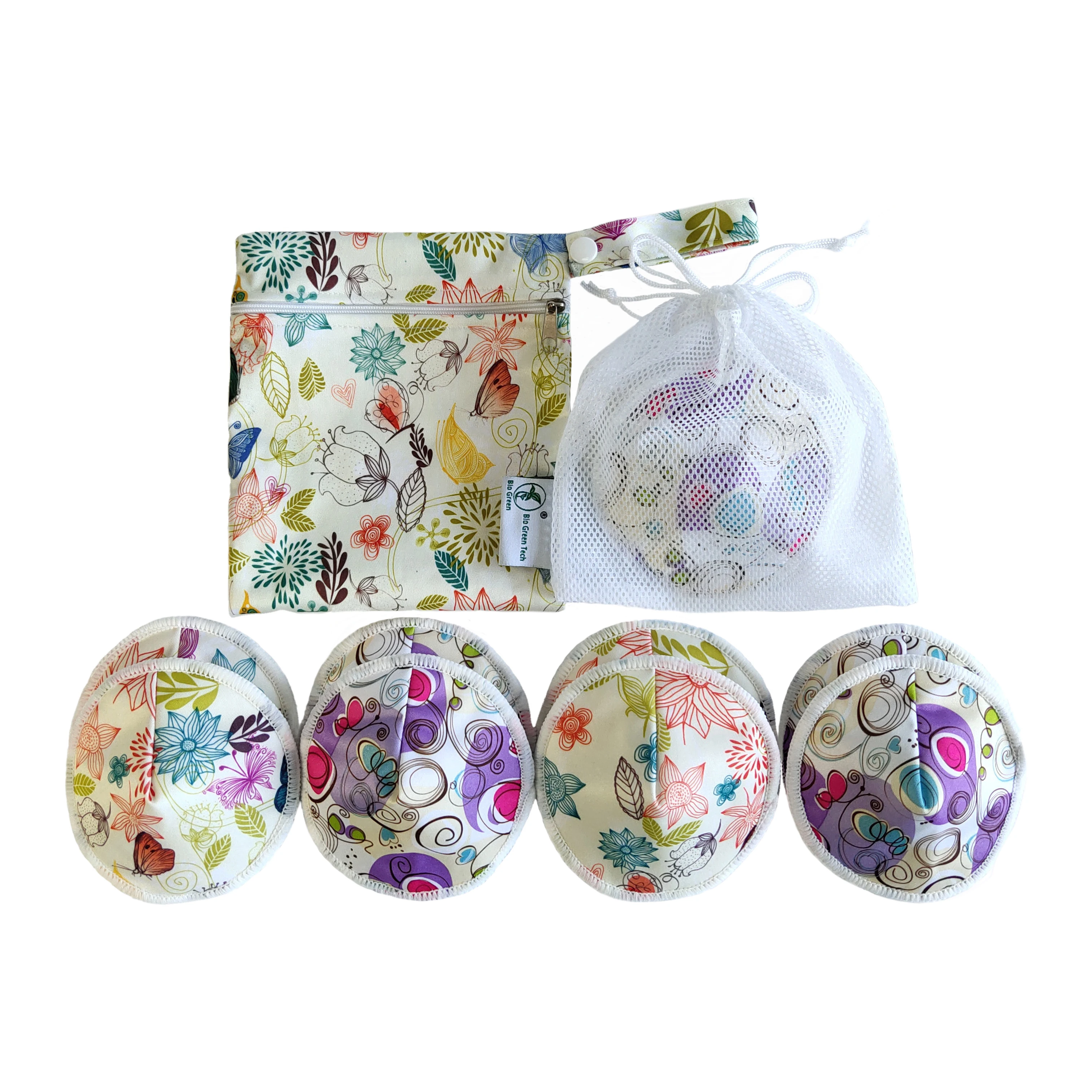 12pcs/mesh bag stock contoured shape Stylish soft leak proof reusable  bamboo breast pad and nursing breast pad reusable