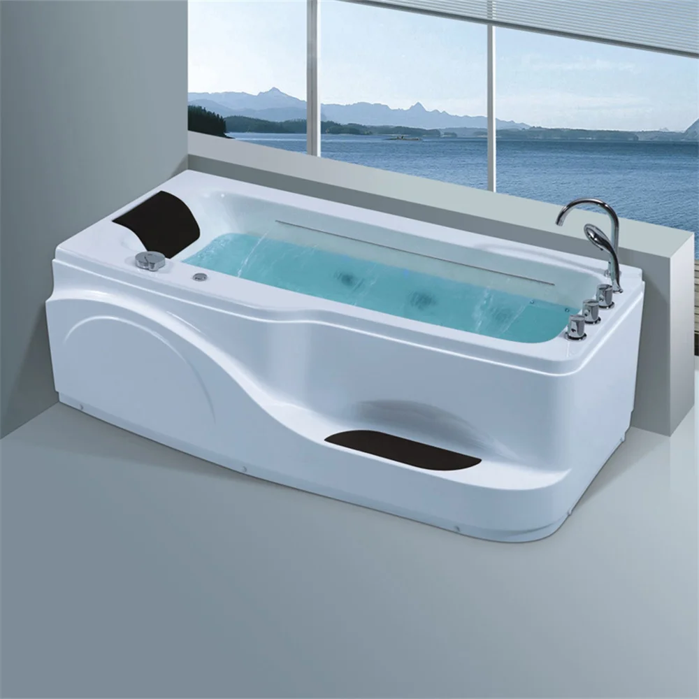 Two Person Waterfall Massage Bathtubs with LED Light Bubble Massage Bath Tub Design