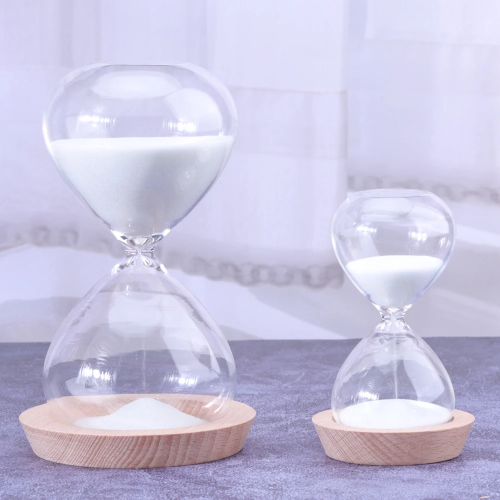 customize 30 60 90 120 min 1 hour large Small round sand timers 30 miuntes hourglass set with wooden base