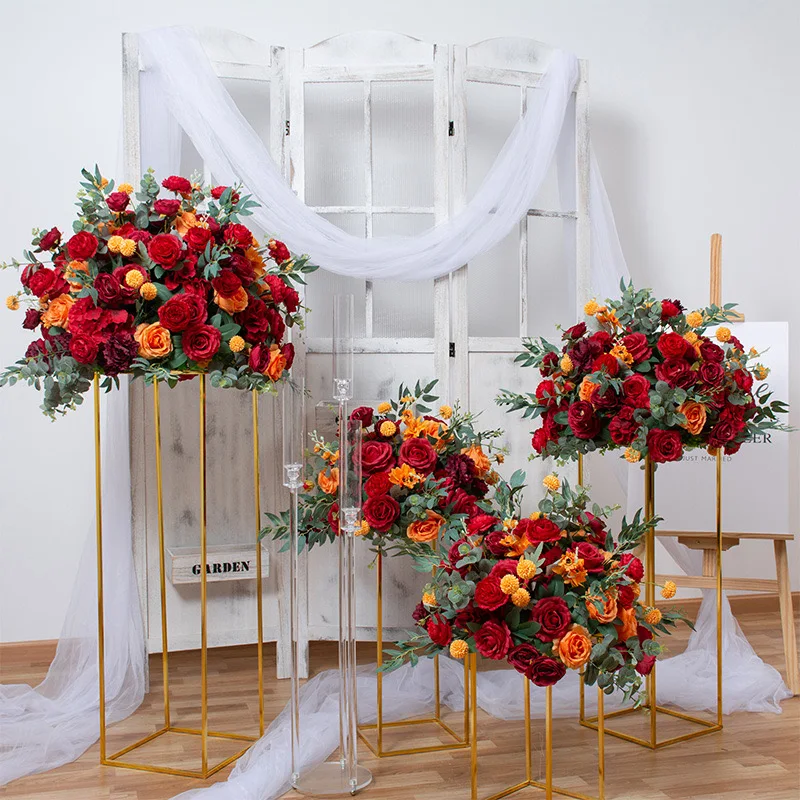 Artificial flower Ball Road Guide Flower Ball Centerpieces Stage Guides Flower for Wedding Table Decorations