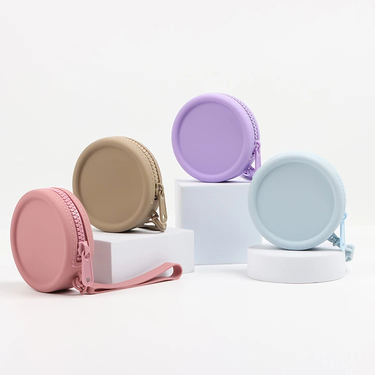Wholesale High Quality Round Silicone Coin Pouch Customized LOGO coin pouch wallet Mini Wallet Zipper Small Coin Pouch