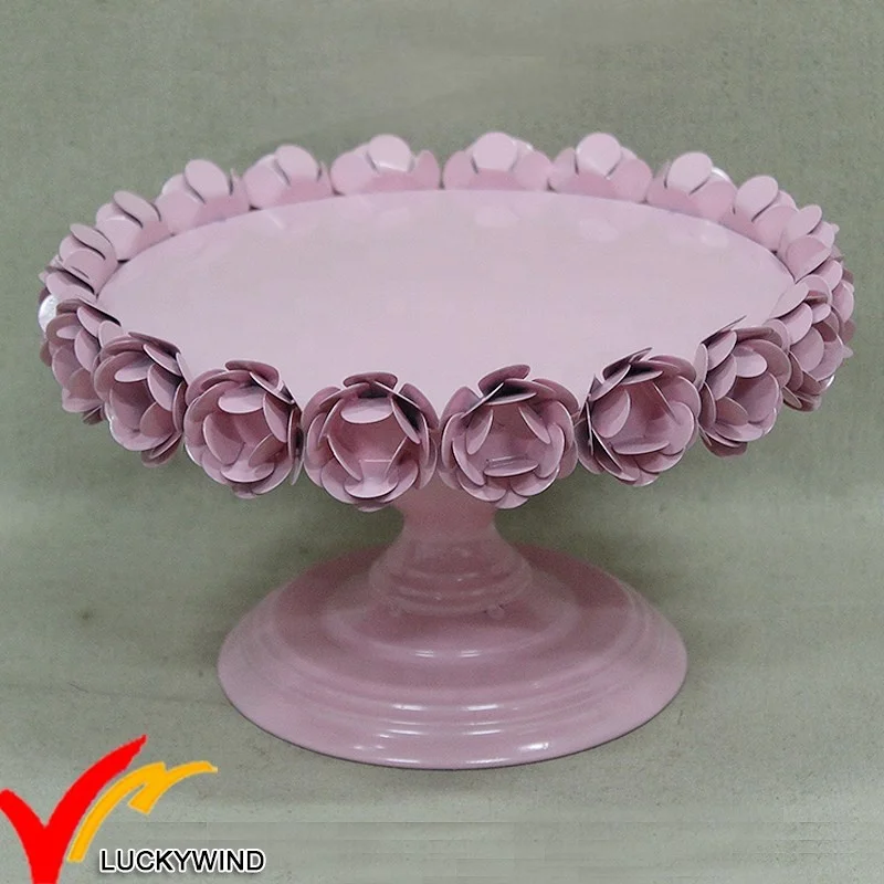 Iron Wedding Cake Stand Iron with Roses Vintage French Antique Metal Wholesale White Round Pedestal Iron Stand for Cake Bakeware