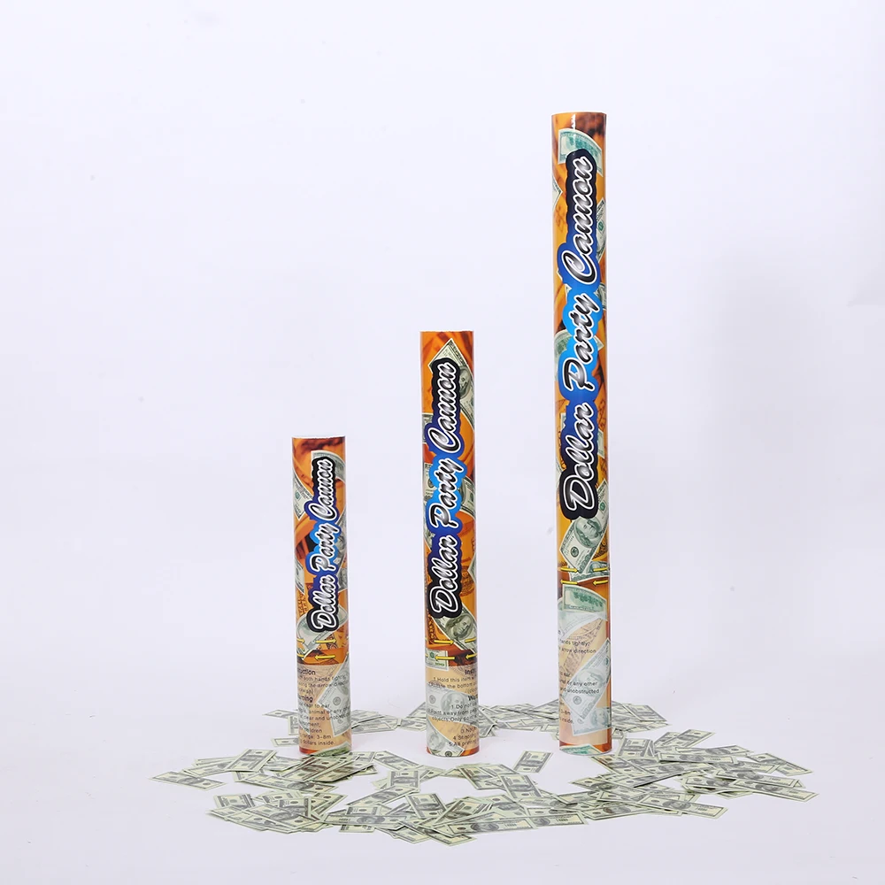 High Quality Money 100 Dollar Transparent Party Popper Confetti Cannon For Opening Ceremony