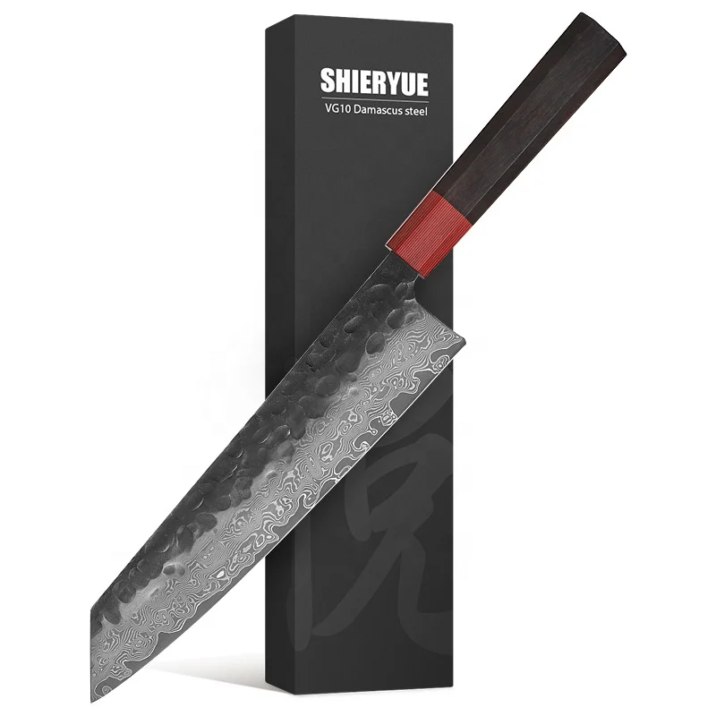 Japanese Hammered Damascus Chef Knife Gyutou knife Full tang Handle Damast Kiritsuke