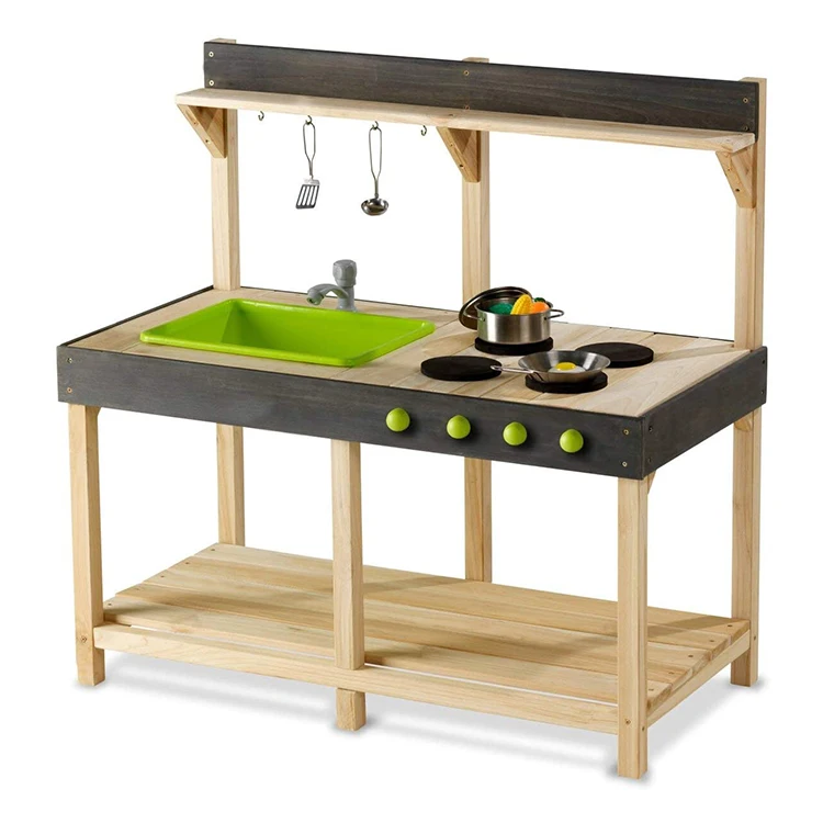 New Design Children  Pretend Wooden kitchen Toy Play set Outdoor Mud kitchen with sink
