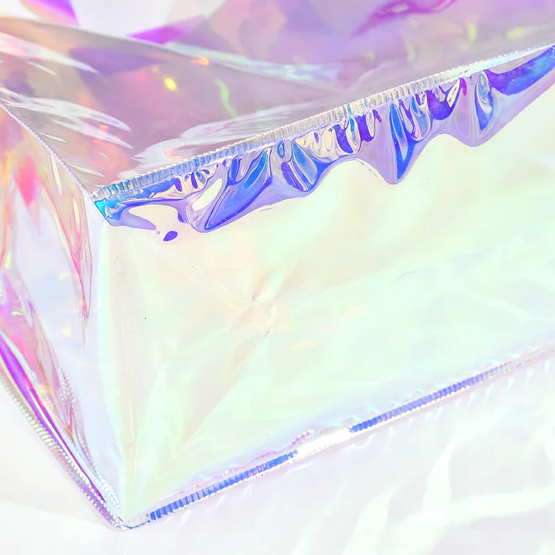 Wholesale customized size PVC tote bag waterproof holography shopping bag