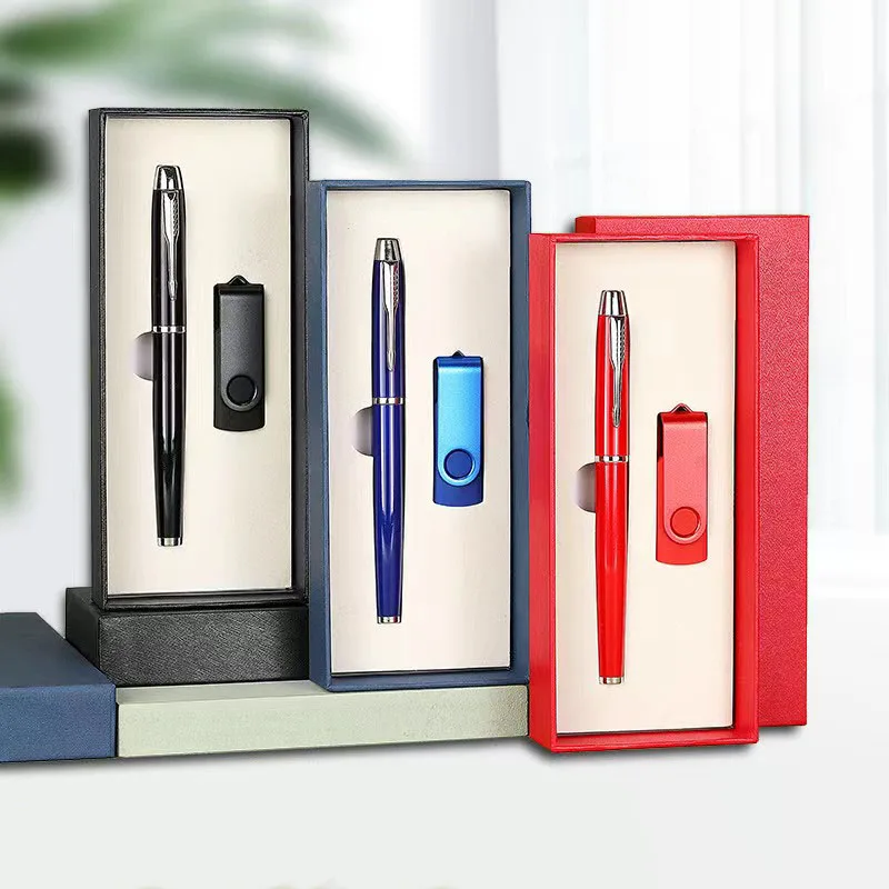 Executive Novel Luxury Promotional Corporate Business Custom Office Flash Drive USB Pen Gift Set With Box For Customers
