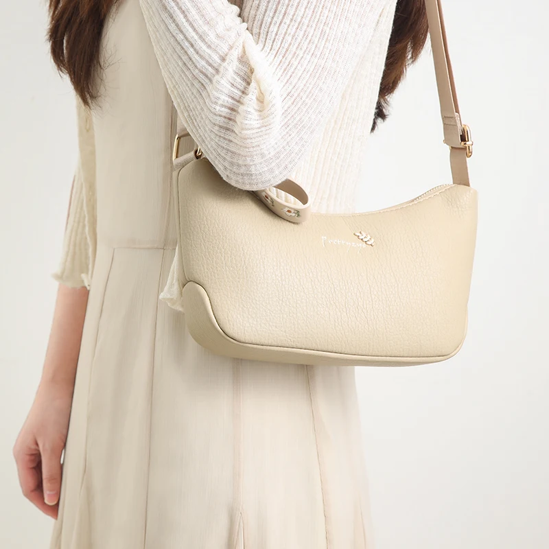 Prettyzys Korean Customized Design High Quality Soft PU Leather Underarm Bag Tote Handbag for Women