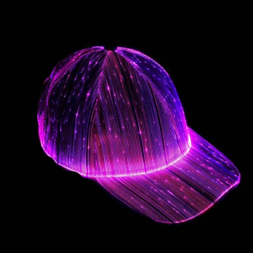 LED Fiber Optic Glowing Baseball Cap luminous Colorful  Hat for party night