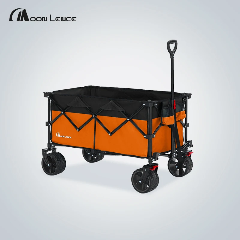 MoonLence All-Terrain Beach Wheels With Adjustable Handle & Drink Holders Collapsible Portable Hand Cart